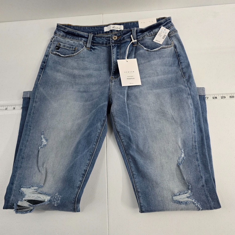 NWT KanCan™ destructed slim straight leg jean blue denim size 31 womens 7119